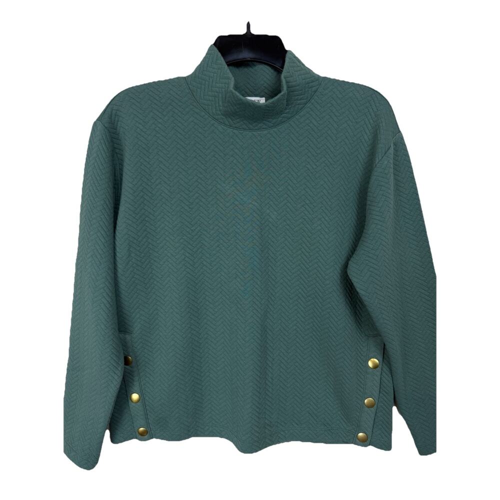 J.Crew Factory Sweatshirt Women's Sage Green S Herringbone Pullover Sweater NWT